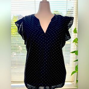Ruffle sleeve polka dot top